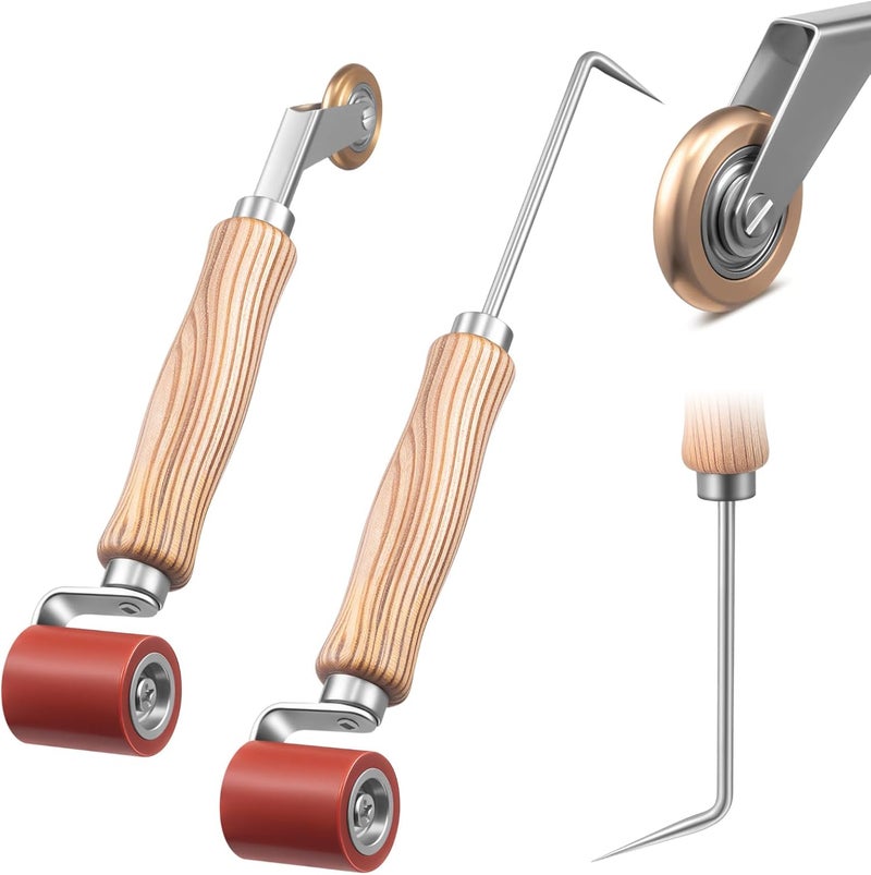 CraftyDream 2 Pcs Seam Roller with Tester Probe, 40 mm Silicone Seam Roller with 6 mm Brass Detail Penny Tool, Smoothing Tool for PVC/TPO/EPDM Single Ply Roofing Tape Woodwork Wallpaper Installation - Image 1